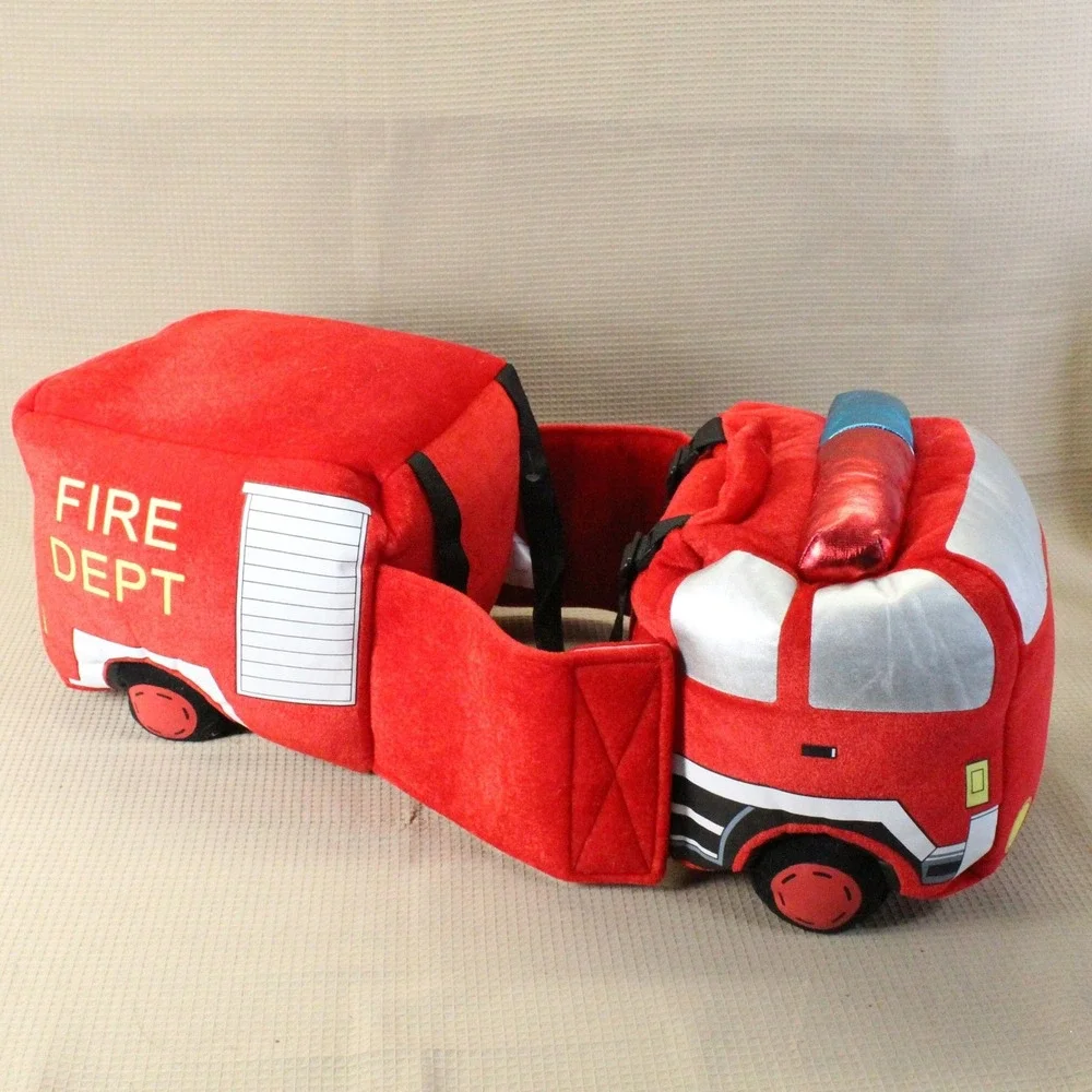 I Want To Be Fire Truck Plush Ride-In Costume Kids One Size Red Fireman Preppy